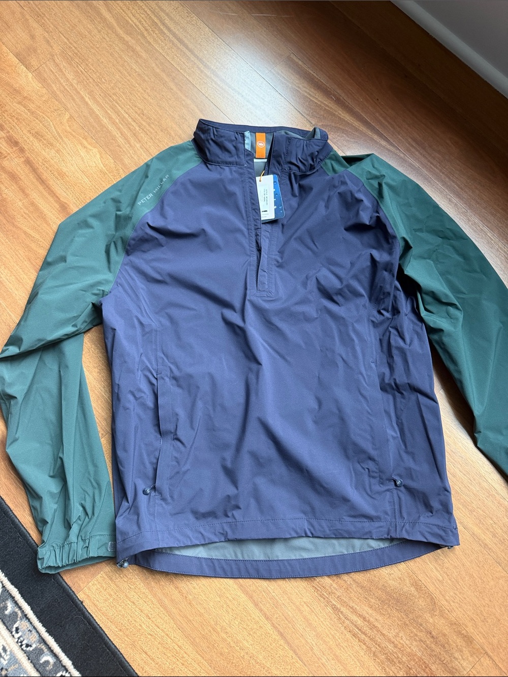 Peter Millar Navy & Forest Green Half-Zip Windbreaker